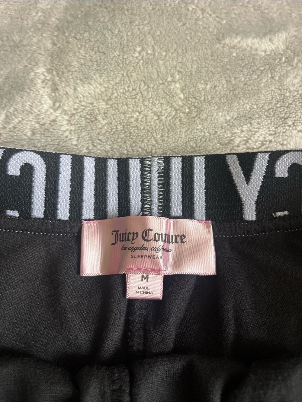 Juicy Couture Black Velour Rhinestone Logo Lounge Shorts - Picture 4 of 6